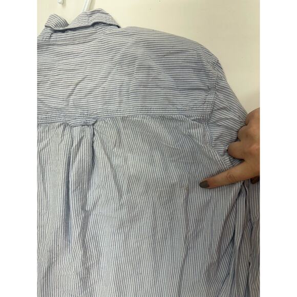 New York Aspects Womens Shirt Size Medium Blue Striped Button Up Long Sleeve VTG - Picture 11 of 13